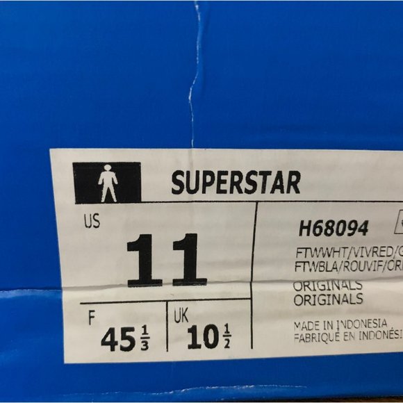 Adidas Superstar 'White Vivid Red' H68094 Men's Size 11 - Picture 7 of 7